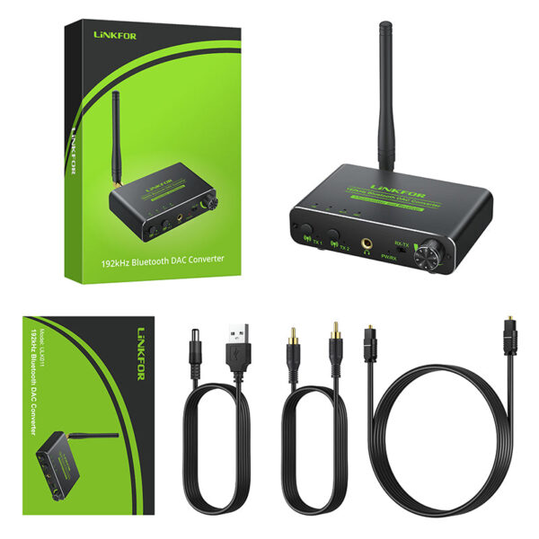 LiNKFOR 192KHz DAC Digital to Analog Audio Converter with Bluetooth 5.0